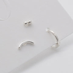 [Set of 3][925 Silver] Slim Round Earrings Set 20G 