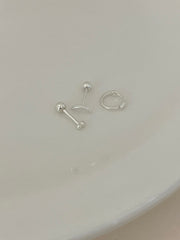 [Set of 3][925 Silver] Slim Round Earrings Set 20G 