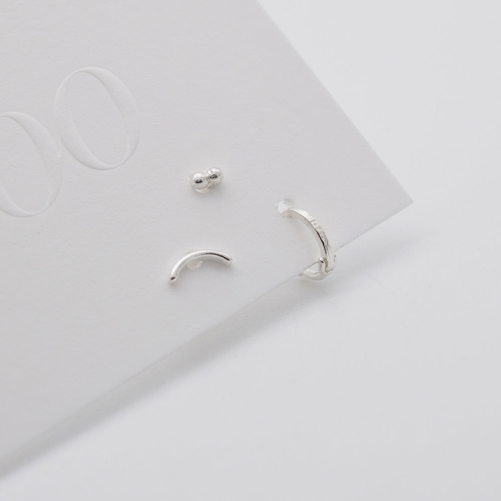 [Set of 3][925 Silver] Slim Round Earrings Set 20G 