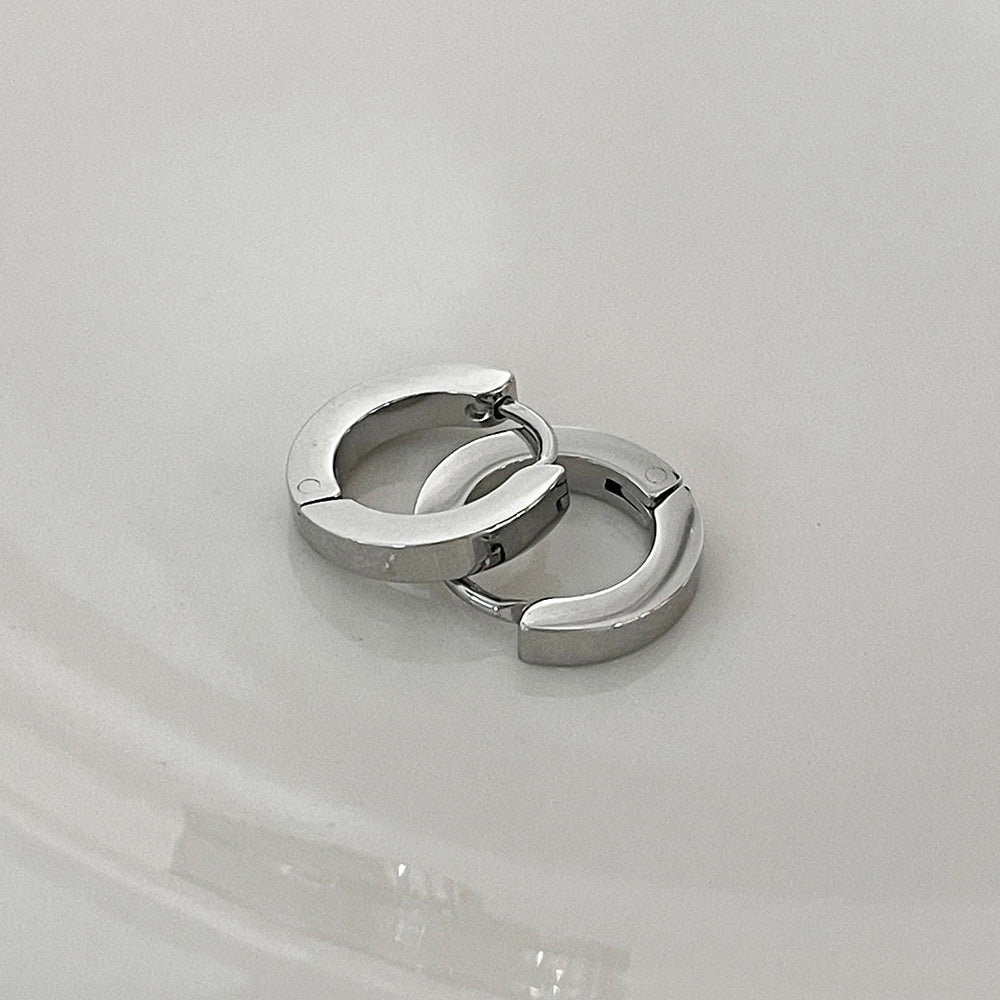 [全サージカル]フラットワンタッチリングピアス ボールドフラット シンプル厚み