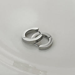 [全サージカル]フラットワンタッチリングピアス ボールドフラット シンプル厚み