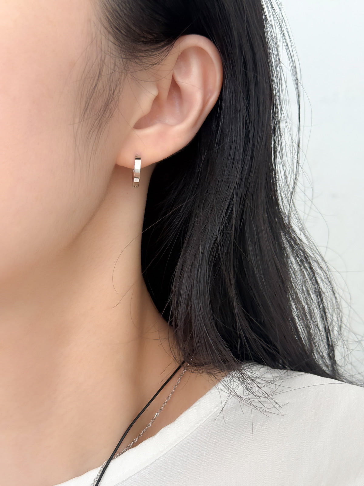 [全サージカル]フラットワンタッチリングピアス ボールドフラット シンプル厚み