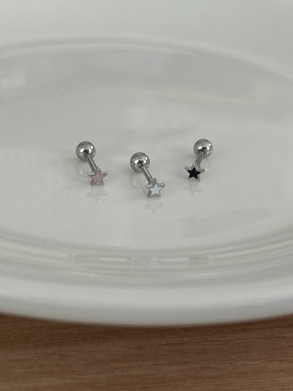 [全サージカル]ミニ エポキシ 星＆クロス バーベルピアス 16G サージカルステンレス / ミニ / エポキシ / スター / クロス / バーベルピアス