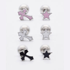 [全サージカル]ミニ エポキシ 星＆クロス バーベルピアス 16G サージカルステンレス / ミニ / エポキシ / スター / クロス / バーベルピアス
