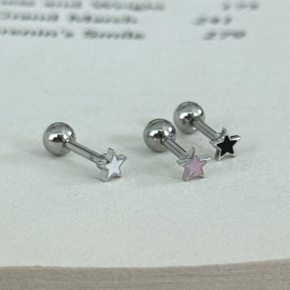 [全サージカル]ミニ エポキシ 星＆クロス バーベルピアス 16G サージカルステンレス / ミニ / エポキシ / スター / クロス / バーベルピアス