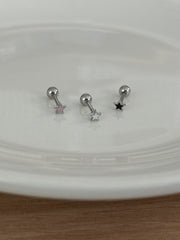 [全サージカル]ミニ エポキシ 星＆クロス バーベルピアス 16G サージカルステンレス / ミニ / エポキシ / スター / クロス / バーベルピアス