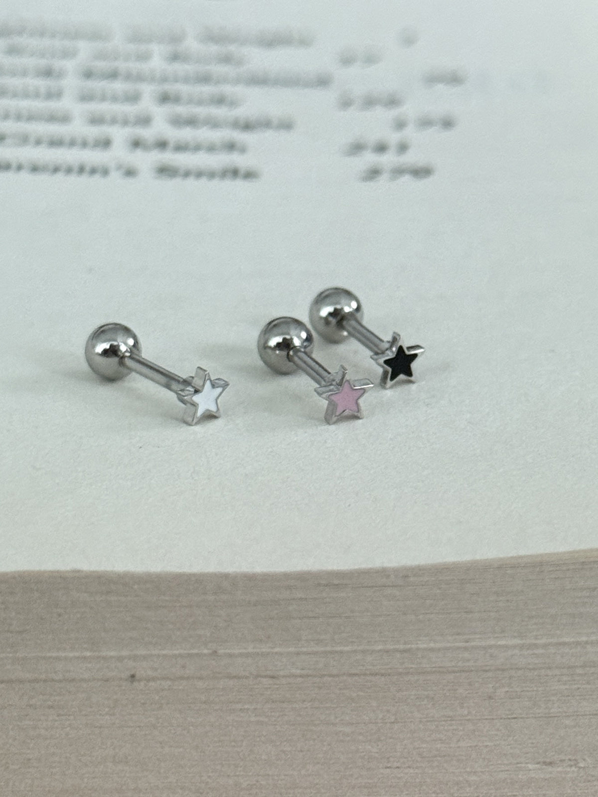 [全サージカル]ミニ エポキシ 星＆クロス バーベルピアス 16G サージカルステンレス / ミニ / エポキシ / スター / クロス / バーベルピアス