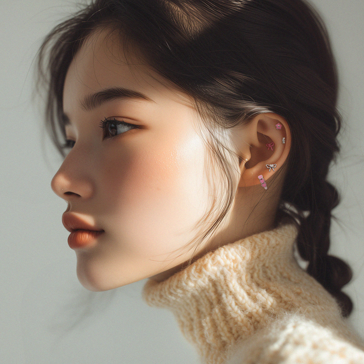 [全サージカル]パステルカラー リボンバーベルピアス (4Color) 16G ボディピアス キャッチ