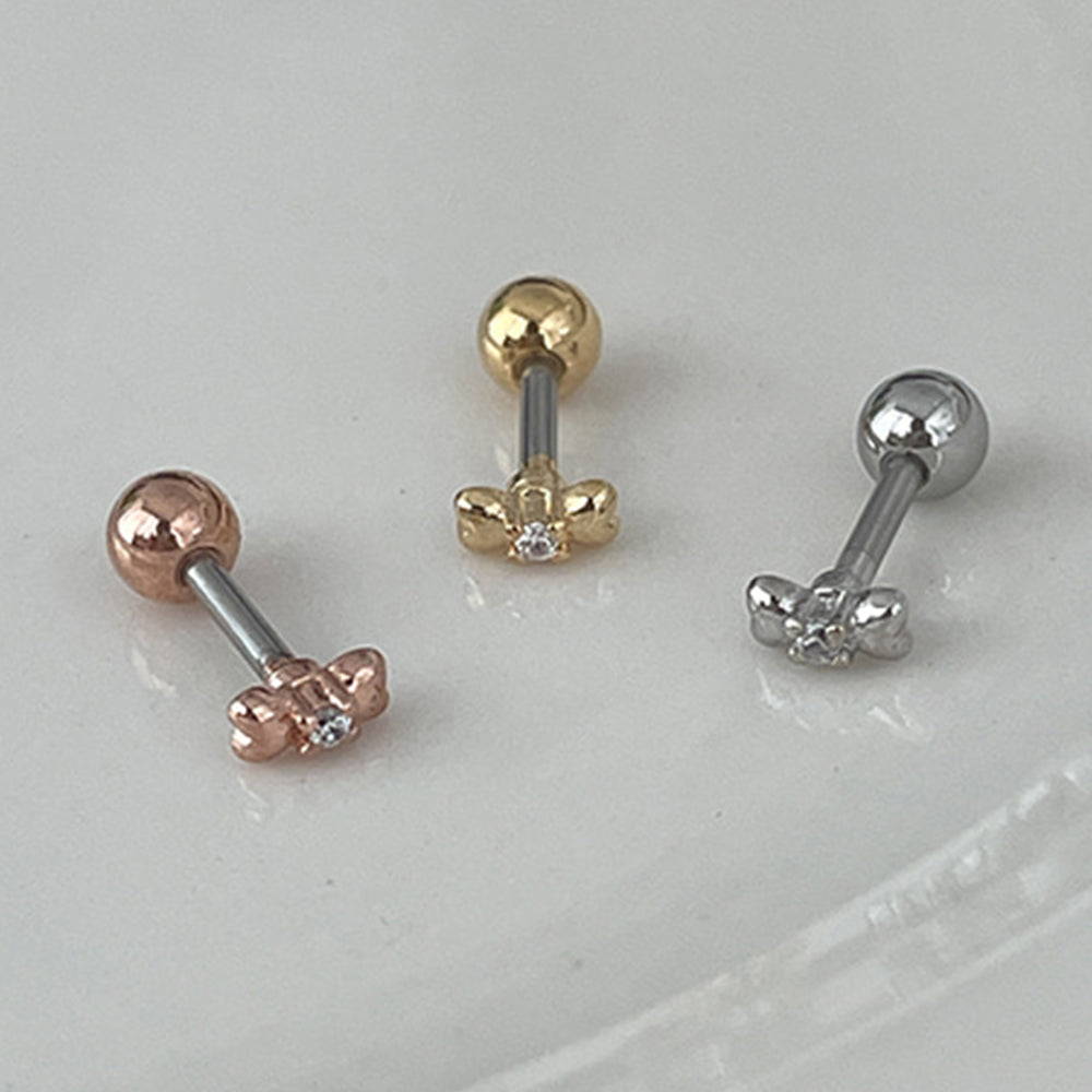 プチボリューム リボンバーベルピアス ミニリボン  (3Color) 16G 可愛い 軟骨用 韓国風 デイリー ボディピアス キャッチ サージカルステンレス