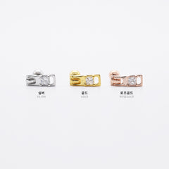 軟骨ピアス 16G ミニ スクエア キュービック バーベルピアス 3color ボディピアス ストレートバーベル 片耳用 ジッパー ファスナー