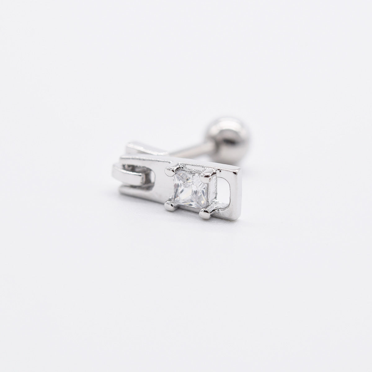 軟骨ピアス 16G ミニ スクエア キュービック バーベルピアス 3color ボディピアス ストレートバーベル 片耳用 ジッパー ファスナー