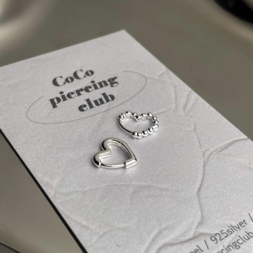 [All 925 Silver] Silver Heart Ring Piercing 20G (2 Types) Cartilage Piercing Lock Single Ear 
