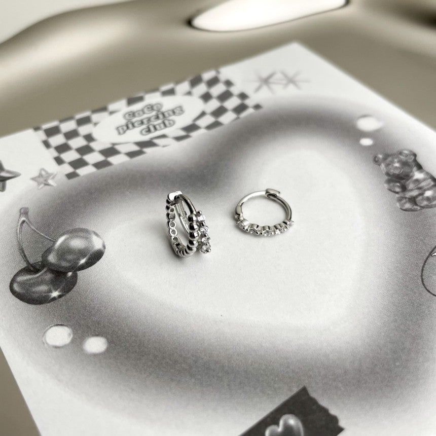 【CocoPiercingオリジナル】silver925 ノーズリング キュービック (2Type) 20G ノーズピアス / 鼻ピアス / リング / シルバー925 / キュービック / 1個売り