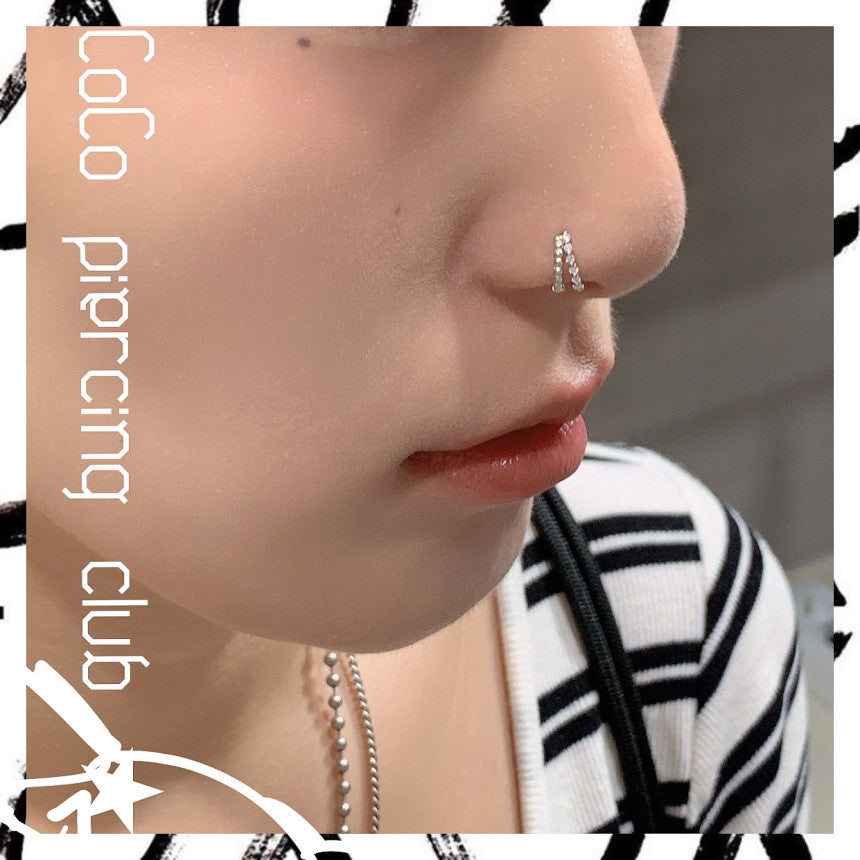 【CocoPiercingオリジナル】silver925 ノーズリング キュービック (2Type) 20G ノーズピアス / 鼻ピアス / リング / シルバー925 / キュービック / 1個売り