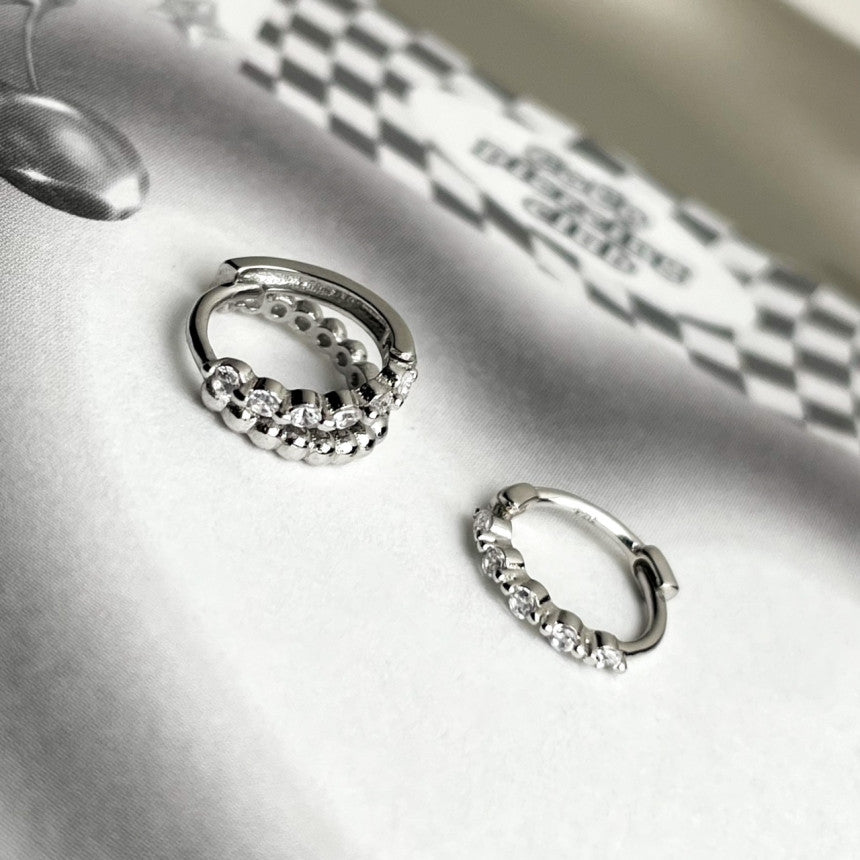 【CocoPiercingオリジナル】silver925 ノーズリング キュービック (2Type) 20G ノーズピアス / 鼻ピアス / リング / シルバー925 / キュービック / 1個売り