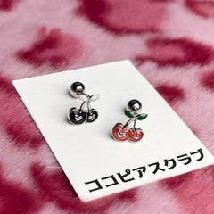 [Surgical] Heart Cherry (2 colors) 16G Single Ear Body Piercing Back Piercing Cartilage Piercing 