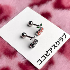 [Surgical] Heart Cherry (2 colors) 16G Single Ear Body Piercing Back Piercing Cartilage Piercing 