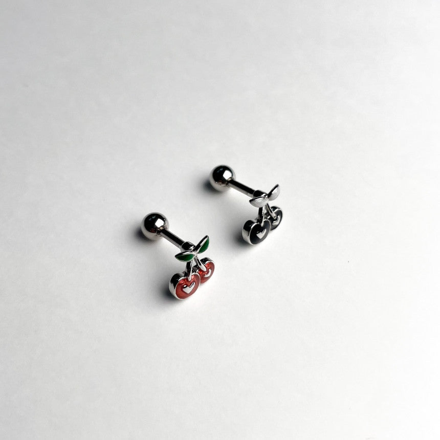 [Surgical] Heart Cherry (2 colors) 16G Single Ear Body Piercing Back Piercing Cartilage Piercing 