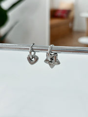 [In stock now] [Surgical] Donut Heart Star Drop One-Touch Ring Earrings (2 Types) 16G