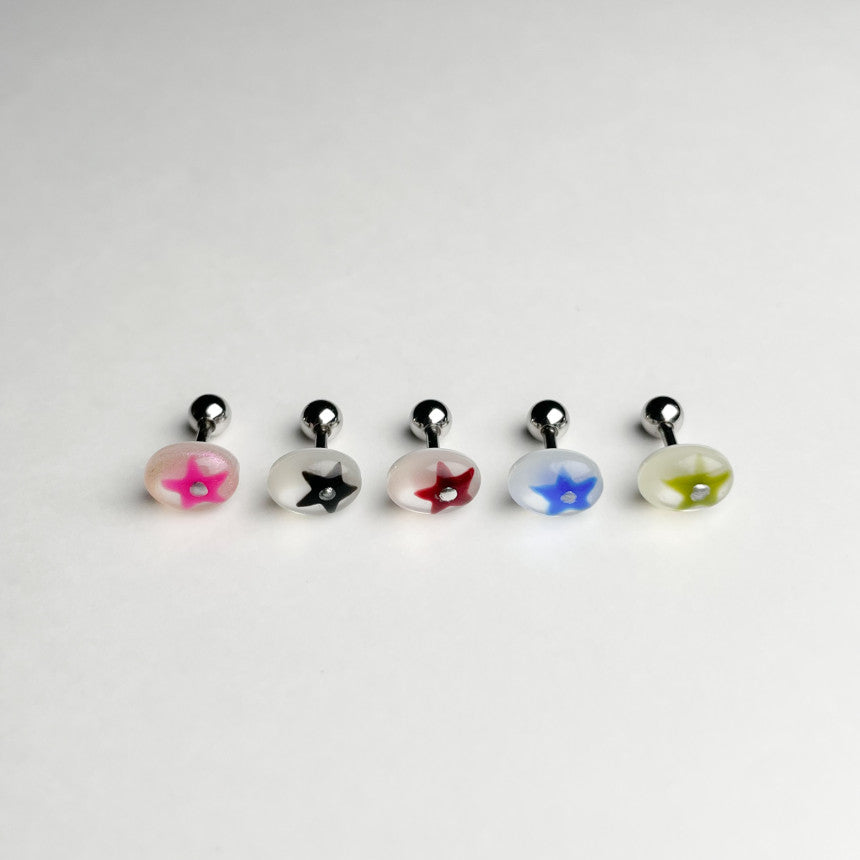 [Surgical] Oval Star Beam Star Piercing 16G (5 Colors) COCO.MADE Body Piercing Back Cartilage Piercing