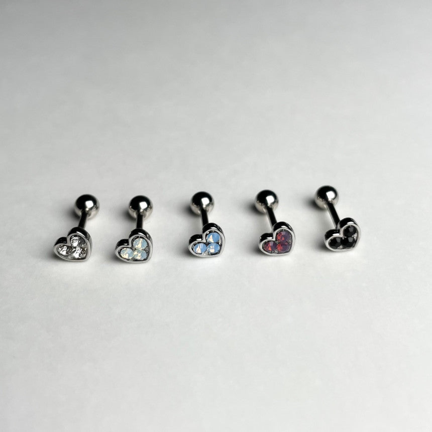 [All Surgical] Three Heart Cubic (5 colors) 16G Single Ear Body Piercing Back Piercing Cartilage Piercing 