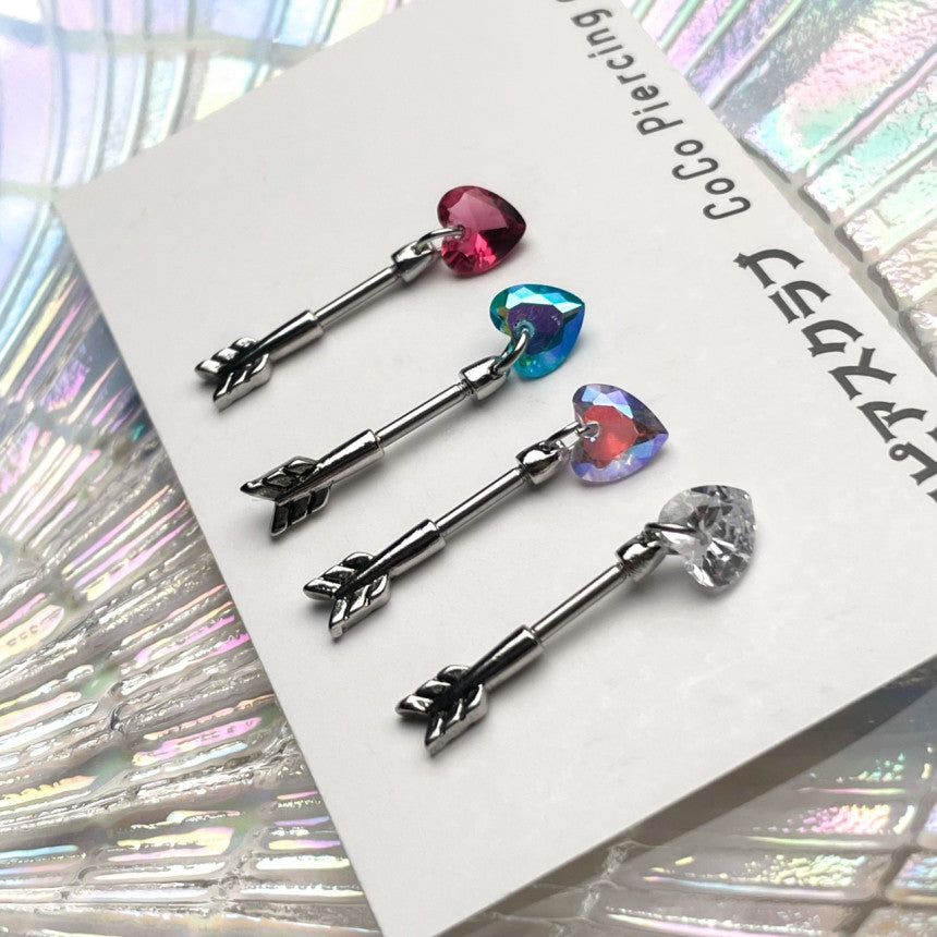 [Surgical] Jewel Heart Arrow Helix (4 Colors) 16G Body Piercing Cartilage Piercing Single Ear 