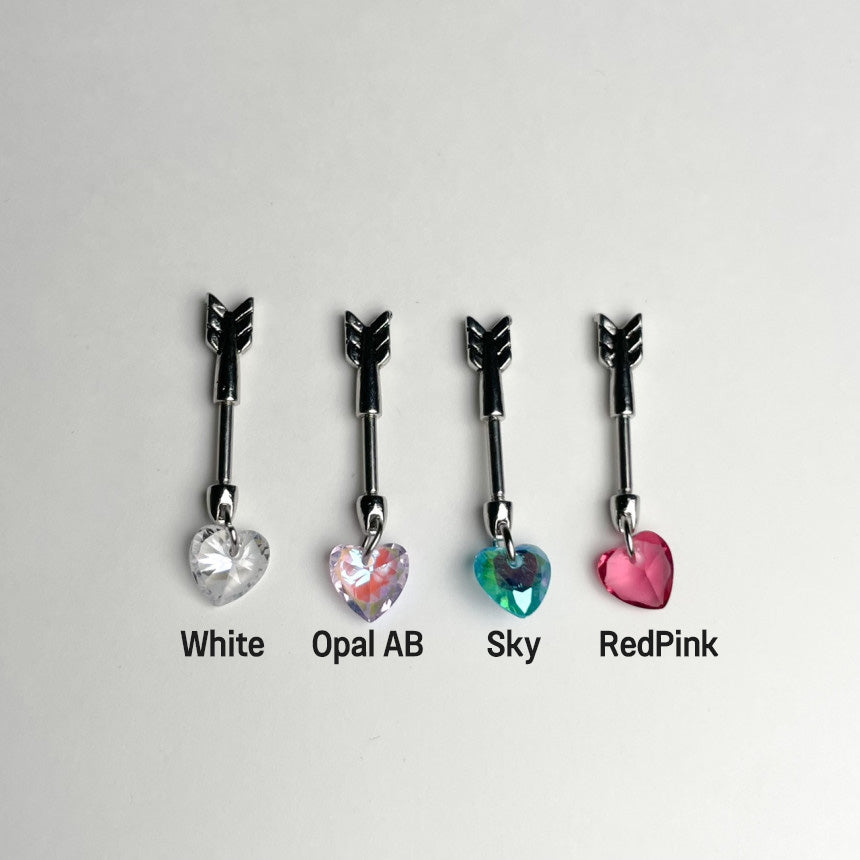 [Surgical] Jewel Heart Arrow Helix (4 Colors) 16G Body Piercing Cartilage Piercing Single Ear 