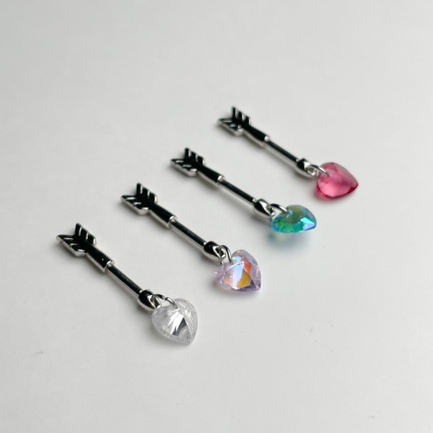 [Surgical] Jewel Heart Arrow Helix (4 Colors) 16G Body Piercing Cartilage Piercing Single Ear 