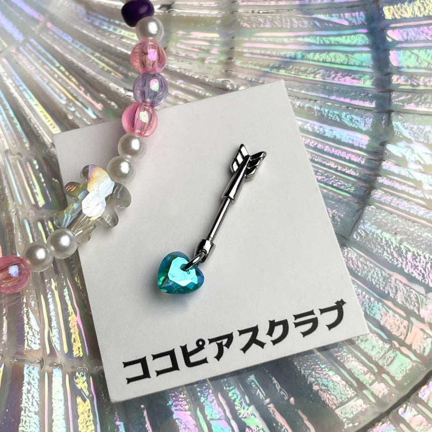 [サージカル]宝石 ジュエル ハート 矢 ヘリックス (4Color) 16G ボディピアス 軟骨ピアス 片耳用