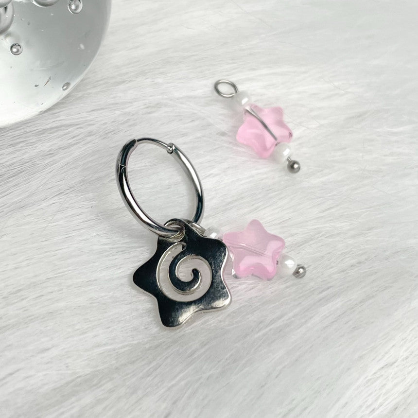 [Surgical] Star Naruto Wrap Pink Ring Earrings COCO.MADE