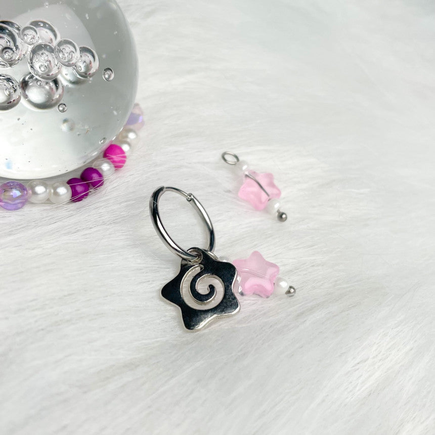 [Surgical] Star Naruto Wrap Pink Ring Earrings COCO.MADE