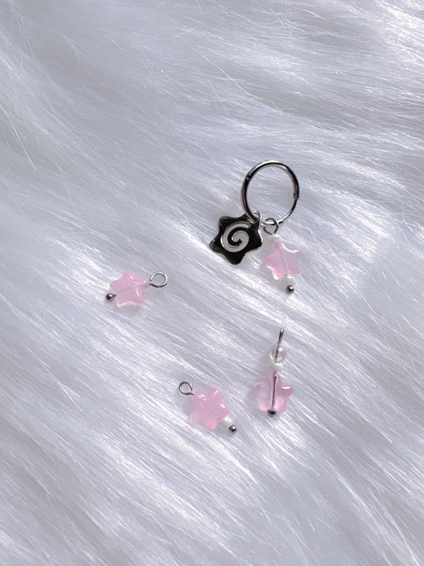 [Surgical] Star Naruto Wrap Pink Ring Earrings COCO.MADE