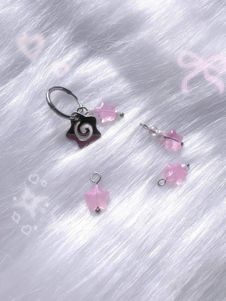 [Surgical] Star Naruto Wrap Pink Ring Earrings COCO.MADE