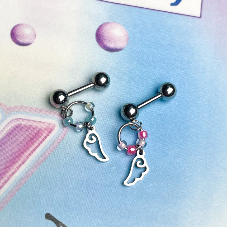 [Surgical] Beads Angel Wing Drop (2 Colors) 16G Body Piercing Cartilage Piercing Single Ear 