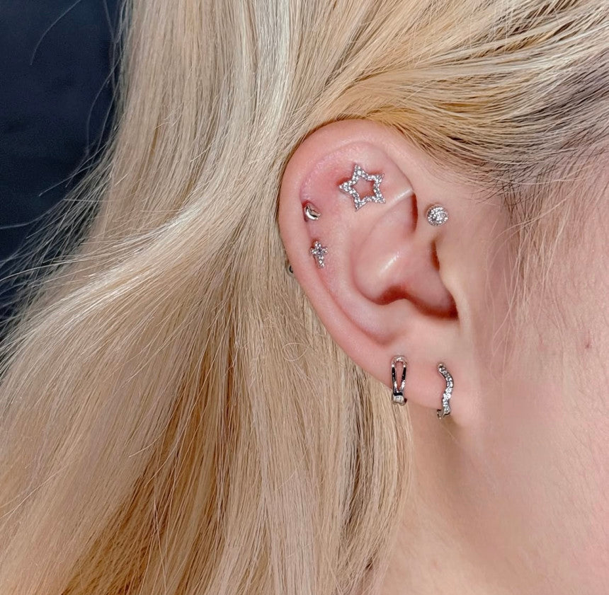 [Ear Coordination] [Surgical] Ash Star Modern Piercing (7Type) Star Body Piercing 