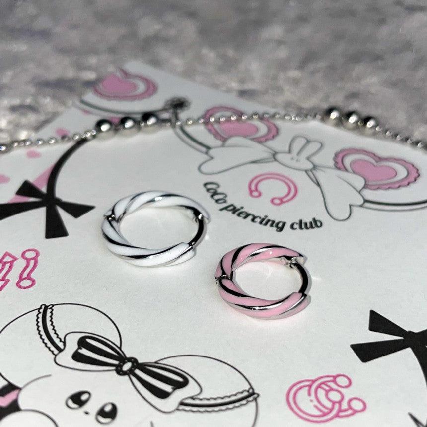 [All Surgical] Screwchu Ring Piercing (2 Colors, 2 Sizes) 20G, for one ear 