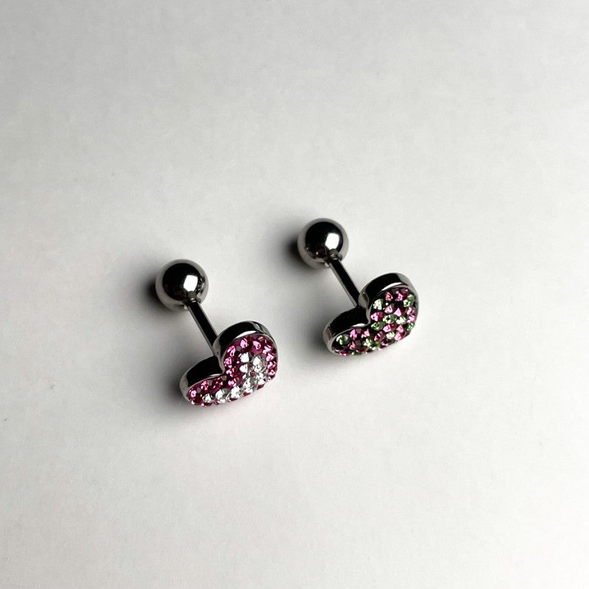 【全サージカル】レトロポップ♡ハート型ジュエルピアス 16G（2Color）ボディピアス 軟骨ピアス 片耳用