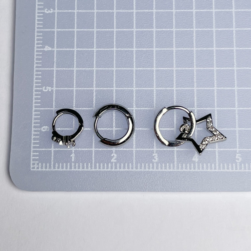 【耳コーデ】[サージカル]パヴェハート＆スターコーデ (6Type) 16G ボディピアス キャッチ ボールドリングポイント