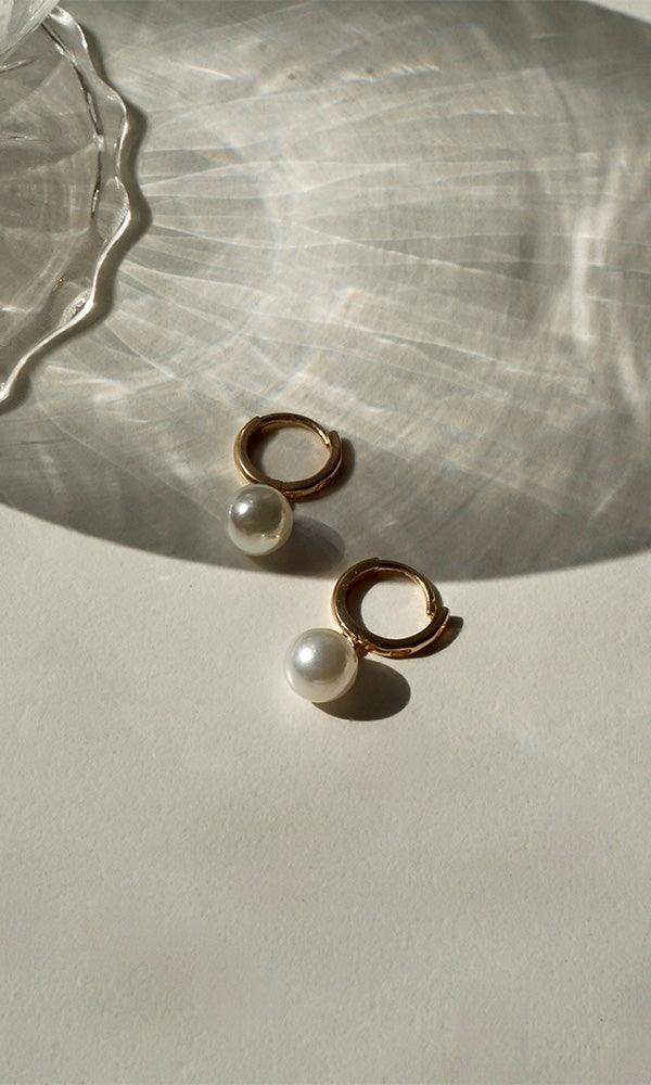 14k pearl drop one touch ring earrings - 4MiLi (フォーミリ)