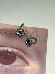 [In stock now] [Surgical] Donut Heart Star Drop One-Touch Ring Earrings (2 Types) 16G