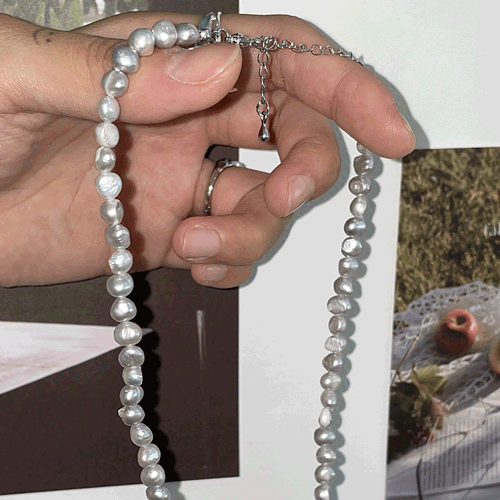 グレー 淡水真珠 ボールド ネックレス - 4MiLi (フォーミリ)