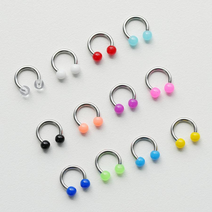 カラーアクリル サーキュラーバーベル ピアッシング(12Color) 16G - 4MiLi (フォーミリ)