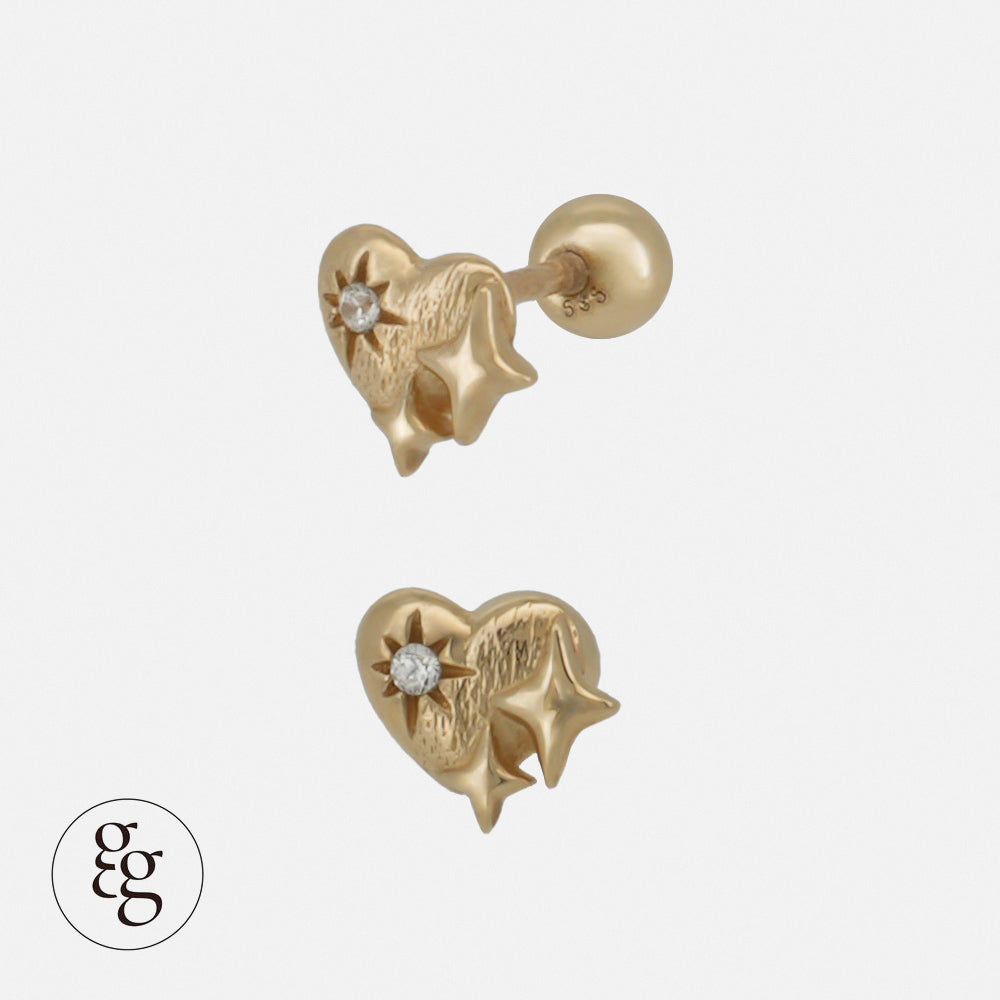 14k heart twinkle piercing 21G