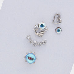 [Set of 5] [Surgical] Aurora Star Dolphin 16G Body Piercing Back Piercing Cartilage Piercing 