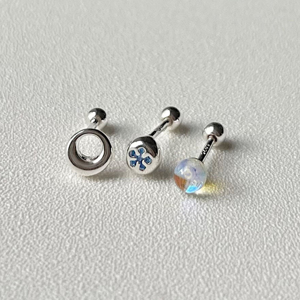 [925 Silver] Pure Round 18G (3Type) Body Piercing Back Piercing 