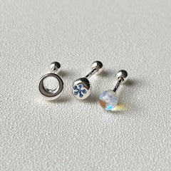 [925 Silver] Pure Round 18G (3Type) Body Piercing Back Piercing 