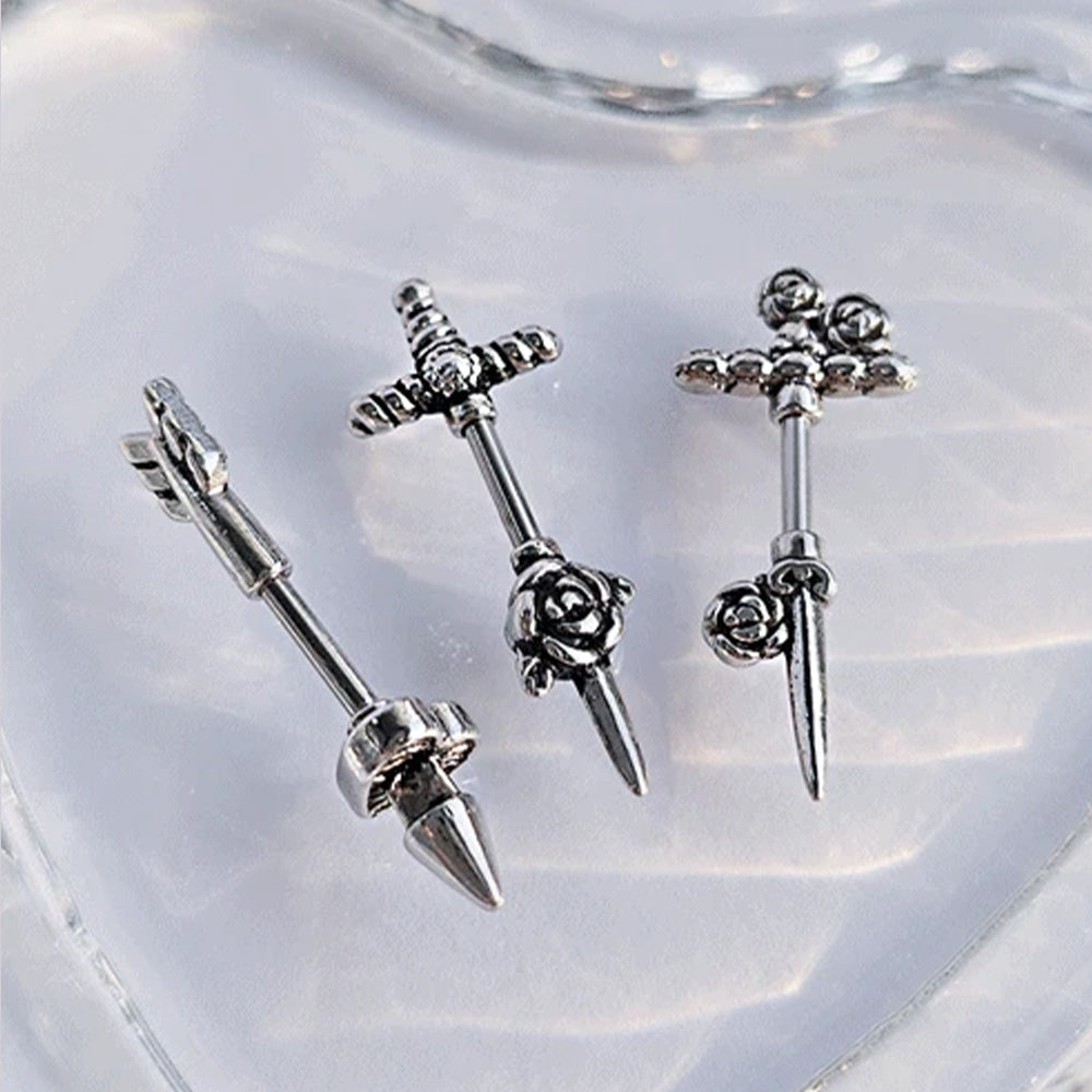 [Surgical] Sword Antenna Helix (3Tpye) 16G Heart Arrow Rose Body Piercing Back Piercing Cartilage Piercing 