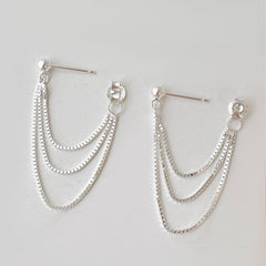 [925 Silver] Chandelier Chain Drop Earrings 