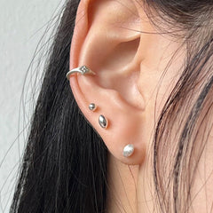 [925 Silver]オーバル ビーン 豆 ピアス (2Type) 18G ボディピアス キャッチ ピアッシング