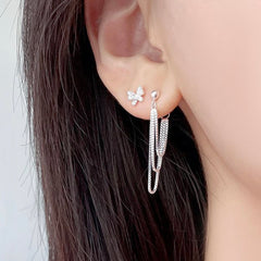 [925 Silver] Chandelier Chain Drop Earrings 